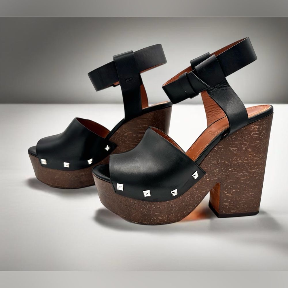 Givenchy Sophia Wooden Heel Platform Sandals Italian 37